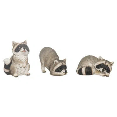 Transpac Woodland Raccoon Figurines Set Of 3 Resin Home Decorations For Spring Decorative Objects In Multi
