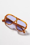Transparent Flat Top Polarized Aviator Sunglasses In Neutral