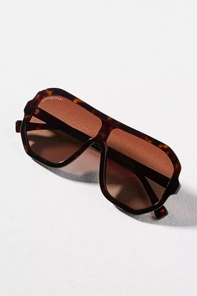 Transparent Flat Top Polarized Aviator Sunglasses In Black