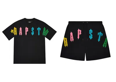 Pre-owned Trapstar Men's  Arch Chenille Decoded 2.0 Shorts Set In Black/candy
