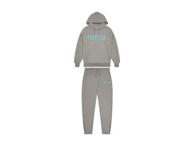 Pre-owned Trapstar Men's  Chenille Decoded Hoodie Tracksuit In Grey/light Blue In Multi