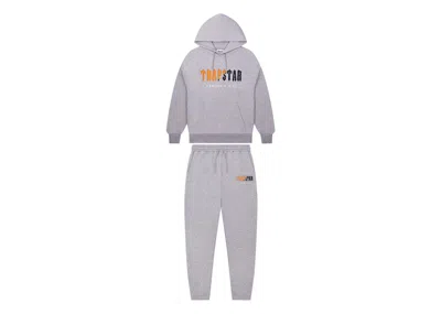 Pre-owned Trapstar Men's  Decoded Chenille Hooded Tracksuit In Grey/orange In Multi