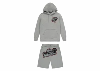 Pre-owned Trapstar Men's  Shooters Hoodie Short Set In Grey/red In Multi