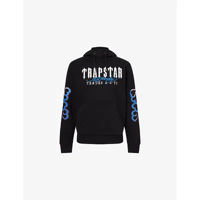 Trapstar Mens Black  X Ed Hardy Snake Relaxed-fit Cotton-jersey Hoodie