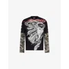 Trapstar Mens  X Ed Hardy Medusa Long-sleeve Cotton Top Black White In Multi