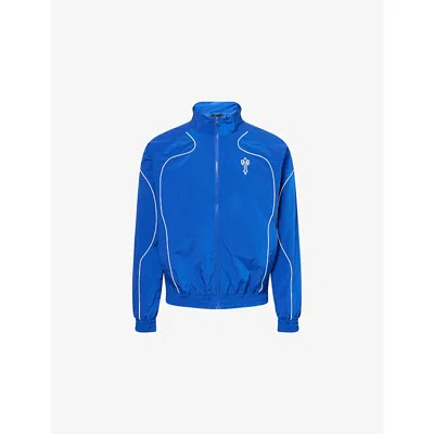 Trapstar Mens Blue Foundation Embroidered-logo Shell  Tracksuit Jacket Xs