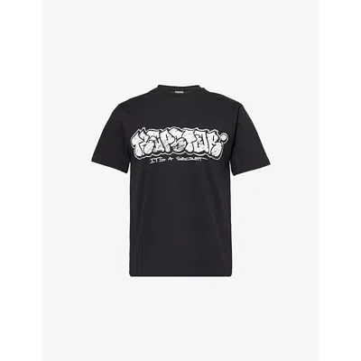 Trapstar Mens  Graffiti Graphic-print Cotton T-shirt In Black