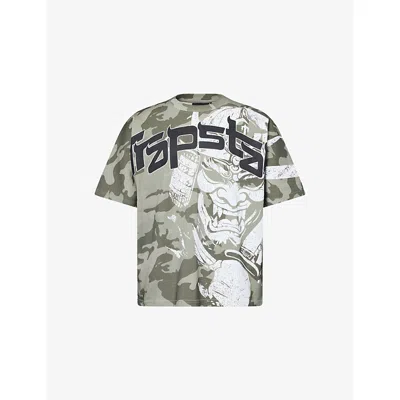 Trapstar Mens  Samurai Camo-print Cotton T-shirt In Green