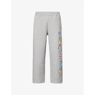 Trapstar Mens Wildcard 20 Embellished Cotton-jersey Joggers Grey In Gray