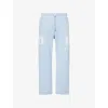 Trapstar Mens Blue Deconstructed Decoded Logo-embroidered Cotton-blend Jogging Bottoms Xl In Blue