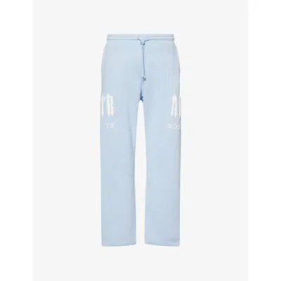 Trapstar Mens Blue Deconstructed Decoded Logo-embroidered Cotton-blend Jogging Bottoms Xl
