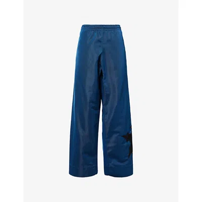 Trapstar Redline Mens Blue/black Redline Ribbed-panel Woven Trousers Xl In Multi