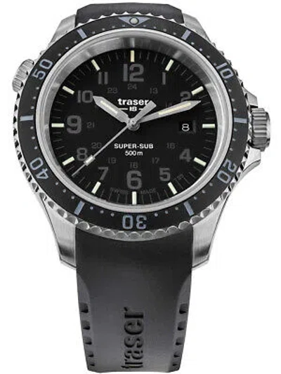 Pre-owned Traser H3 109377 P67 T25 Supersub Black 46 Mm Diver