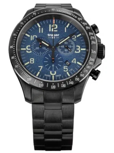 Pre-owned Traser H3 109462 P67 Officer Chrono Blue Steel 46mm 10atm