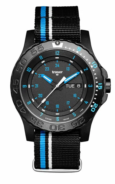 Pre-owned Traser H3 P66 Blue Infinity Watch Art.4155 5/16-1 25/32in - 20 Atm - Fabric Band