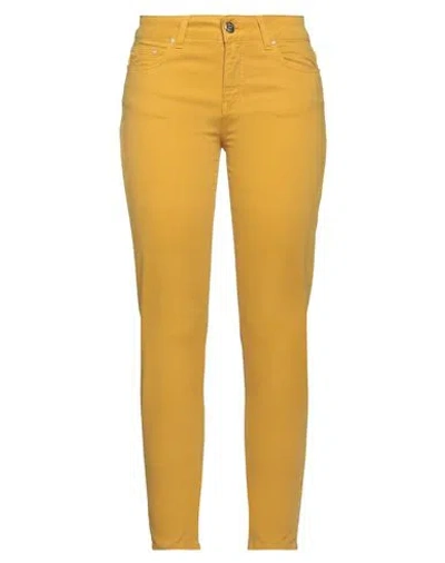 Trash And Luxury Trash & Luxury Woman Pants Marigold Size 27 Cotton, Elastane In Yellow