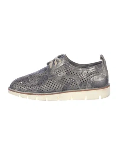 Pre-owned Trask Leather Camouflage Print Oxfords In Grey