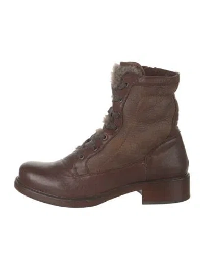 Pre-owned Trask Leather Lace-up Boots In Brown