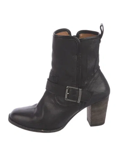 Pre-owned Trask Leather Moto Boots In Black