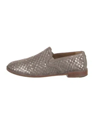 Pre-owned Trask Leather Patterned Loafers In Grey/metallic