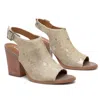 Trask Parker Heeled Sandal In Bone Matallic Haircalf In Grey