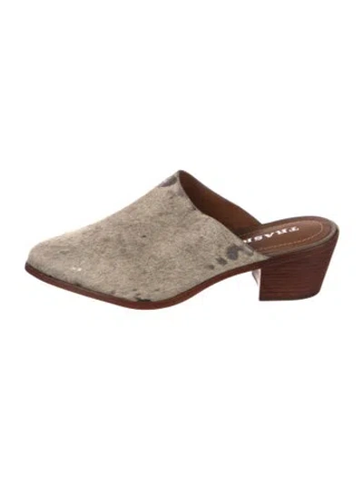 Pre-owned Trask Ponyhair Mules In Brown