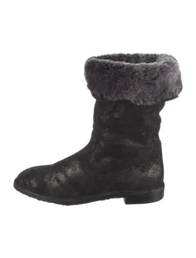 Pre-owned Trask Suede Combat Boots In Black