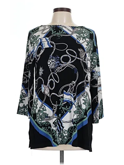 Pre-owned Travelers By Chico's 3/4 Sleeve Blouse In Blue
