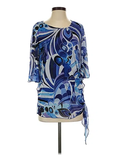 Pre-owned Travelers By Chico's 3/4 Sleeve Blouse In Blue