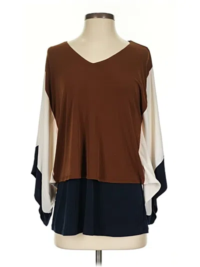 Pre-owned Travelers By Chico's 3/4 Sleeve Blouse In Brown