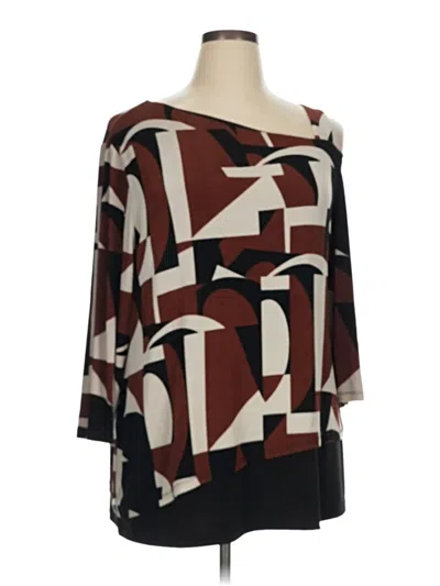Pre-owned Travelers By Chico's 3/4 Sleeve Blouse In Brown