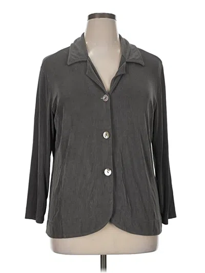 Pre-owned Travelers By Chico's 3/4 Sleeve Button Down Shirt In Gray
