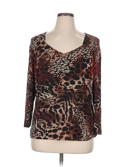 Pre-owned Travelers By Chico's 3/4 Sleeve T-shirt In Brown