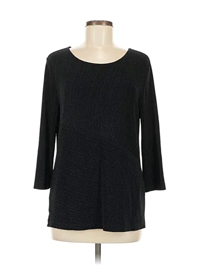 Pre-owned Travelers By Chico's 3/4 Sleeve Top Black Boatneck Tops