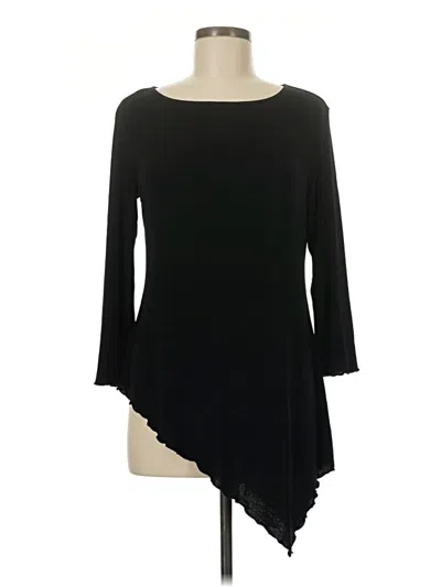 Pre-owned Travelers By Chico's 3/4 Sleeve Top Black Boatneck Tops