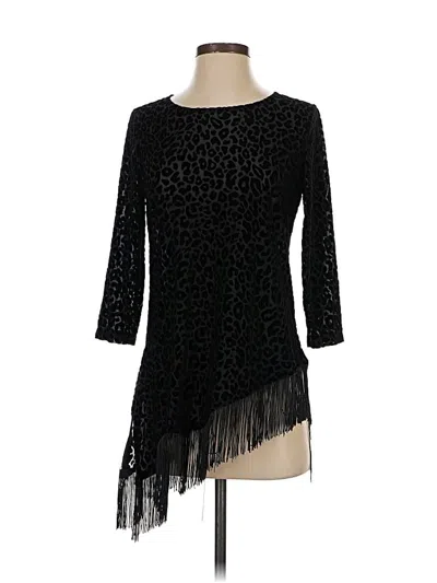 Pre-owned Travelers By Chico's 3/4 Sleeve Top Black One Shoulder Neckline Tops