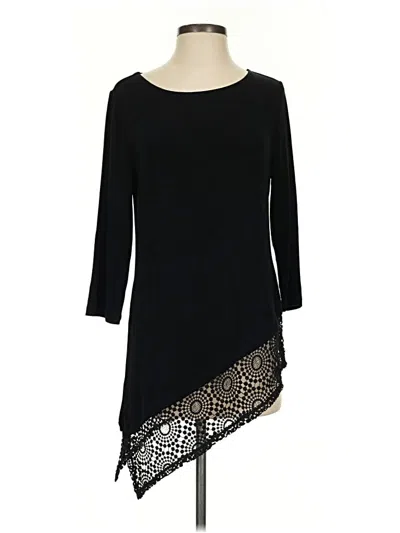 Pre-owned Travelers By Chico's 3/4 Sleeve Top Black One Shoulder Neckline Tops