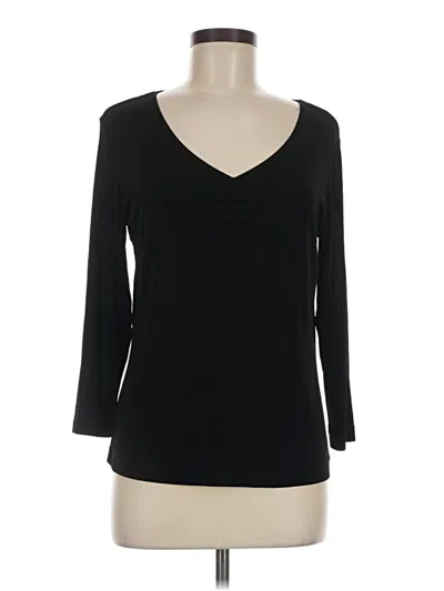 Pre-owned Travelers By Chico's 3/4 Sleeve Top Black Sweetheart Neckline Tops