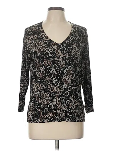 Pre-owned Travelers By Chico's 3/4 Sleeve Top Black V-neck Tops