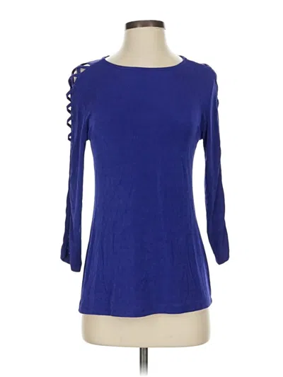 Pre-owned Travelers By Chico's 3/4 Sleeve Top Blue Boatneck Tops