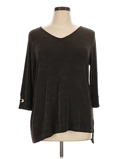 Pre-owned Travelers By Chico's 3/4 Sleeve Top Brown V-neck Tops