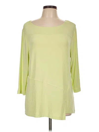 Pre-owned Travelers By Chico's 3/4 Sleeve Top Green Boatneck Tops