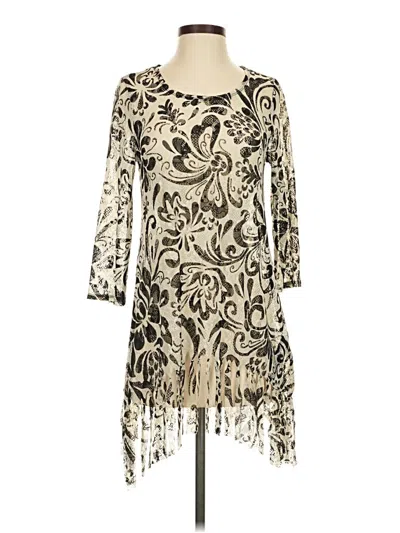 Pre-owned Travelers By Chico's 3/4 Sleeve Top Ivory Cowl Neck Tops