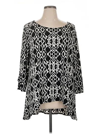 Pre-owned Travelers By Chico's 3/4 Sleeve T-shirt In Black