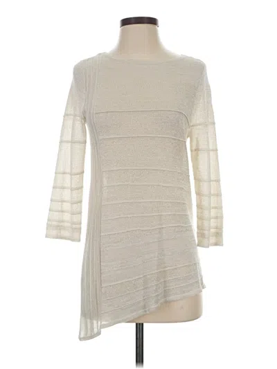 Pre-owned Travelers By Chico's 3/4 Sleeve T-shirt In Ivory