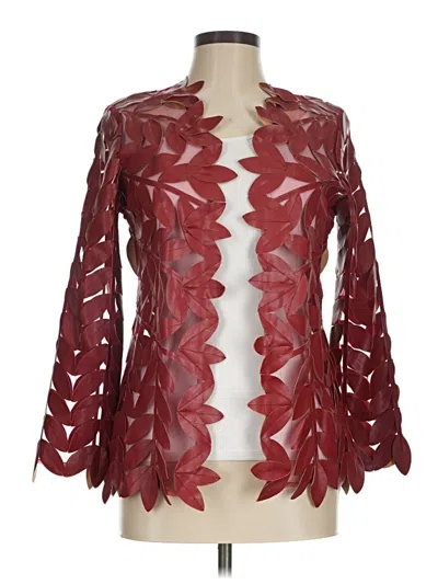 Pre-owned Travelers By Chico's Cardigan Sweater In Burgundy