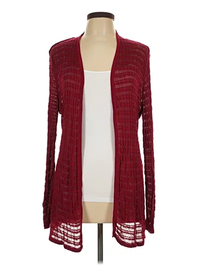 Pre-owned Travelers By Chico's Cardigan Sweater In Burgundy