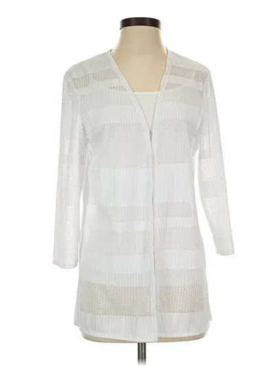 Pre-owned Travelers By Chico's Cardigan Sweater In White