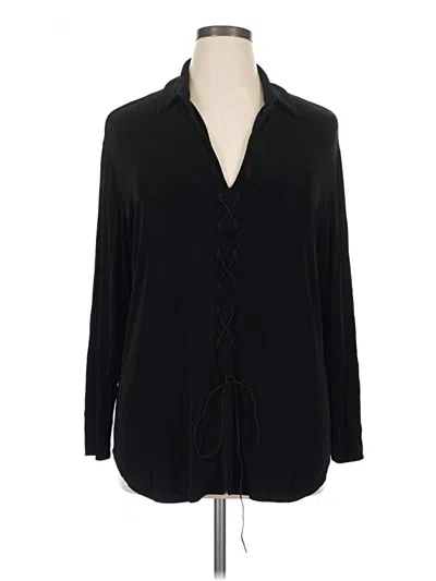 Pre-owned Travelers By Chico's Long Sleeve Blouse In Black