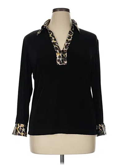 Pre-owned Travelers By Chico's Long Sleeve Blouse In Black